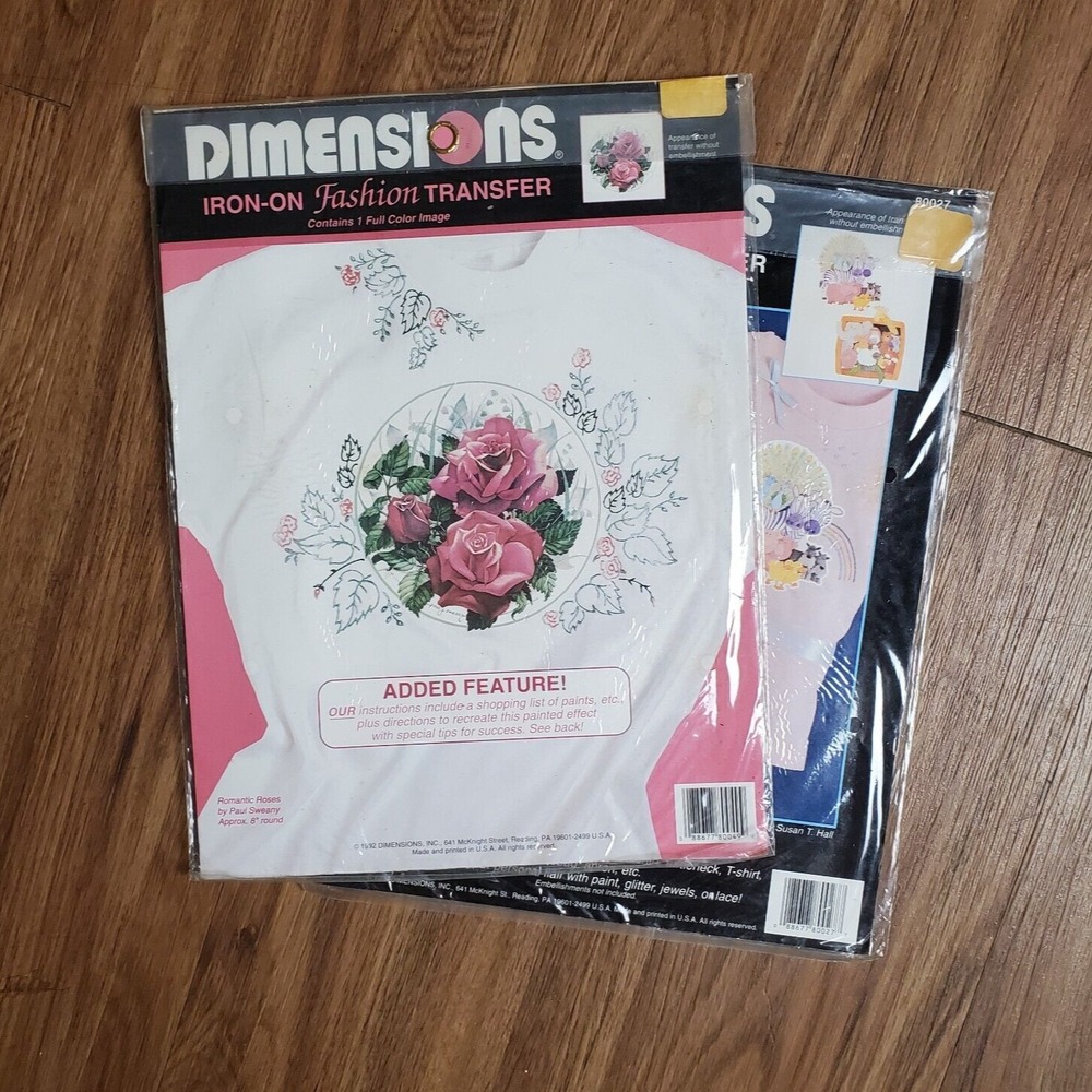 Lot of 2 Dimensions Iron-On Fashion Transfer 1992 Applique NEW‎ SEALED